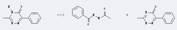 Metamitron can be used to produce N-acetyl-N'-benzoyl-hydrazine and 3-methyl-6-phenyl-4H-[1,2,4]triazin-5-one